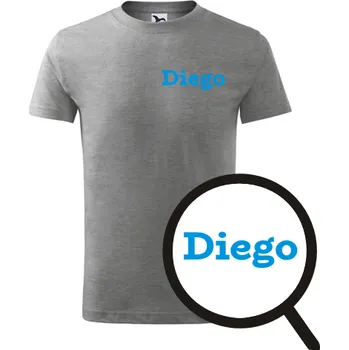 Chlapecké tričko Šedé dětské tričko Diego - dětské tričko se jménem - barva šedá - velikost 4roky