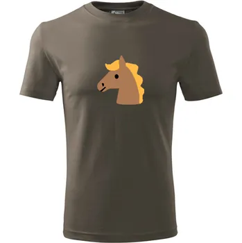 Army tričko s koníkem 4 - dárek pro koňáka - barva hnědá - velikost L