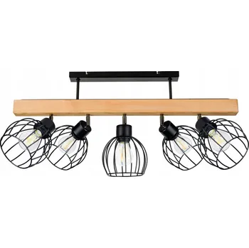 Dřevěné stropní svítidlo trám ŽÁROVKA STROPNÍ SVÍTIDLO LOFT ČERNÉ pro 5x STÍNIDLO E27