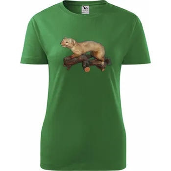 Dámské tričko Zelené dámské tričko s Kunou - barva zelená - velikost M