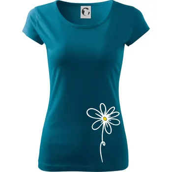 Dámské tričko Kopretina - dole na výšku - Dámské triko Pure - XS ( Petrolejová )
