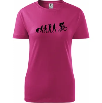 Purpurové dámské tričko Evoluce cyklista - barva purpurová - velikost XL