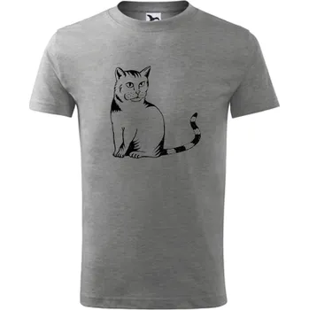 Chlapecké tričko Šedé dětské tričko kočka divoká - barva šedá - velikost 8let
