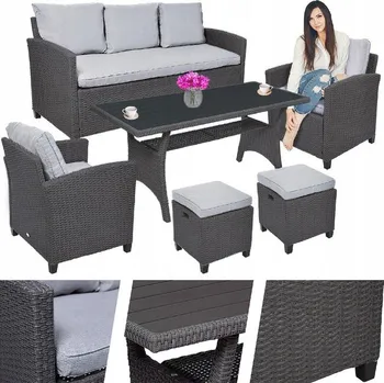 Zahradní sestava Pro-Tech shop Souprava zahradního nábytku - 2 křesla, pohovka, stůl a 2 taburetky 41023&nbsp;OM-885950