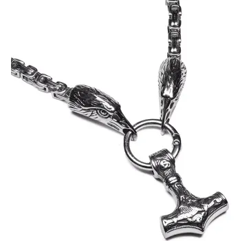 Náhrdelník Náhrdelník z chirurgické oceli Thorův řetež - Mjölnir Jestřáb - Délka 40 cm