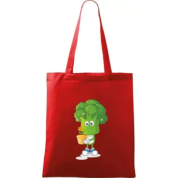 Nákupní taška Brokolice zahrádkář - Taška bavlněná - 42 x 38 cm ( Červená )