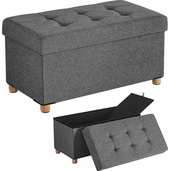 Taburet Taburet s úložným prostorem Songmics stříbrná tkanina 76 x 40 x 38 cm