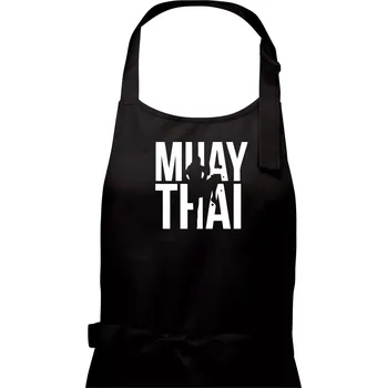 Kuchyňská zástěra Nápis Muay Thai - Dámská zástěra na vaření - Univerzální velikost ( Černá )