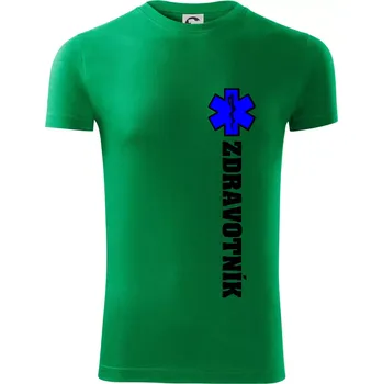 Pánské tričko Hvězda života - zdravotník - Viper FIT - Pánské zůžené tričko - 2XL ( Středně zelená )