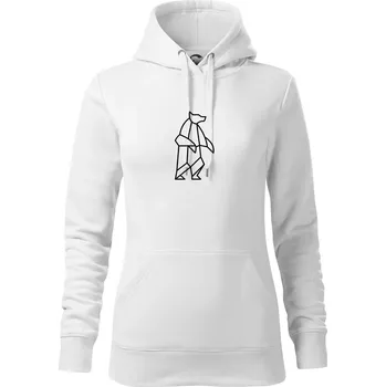 Dámská mikina Geometrie lední medvěd stojící - Mikina dámská Cape s kapucí - S ( Bílá )