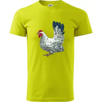 Slepice kreslená bílá - Klasické pánské triko vyšší gramáže - 4XL ( Limetková )