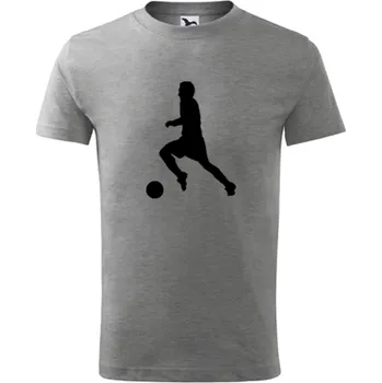 Chlapecké tričko Šedé dětské tričko s fotbalistou 3 - dárek pro kluka fotbalistu - barva šedá - velikost 8let