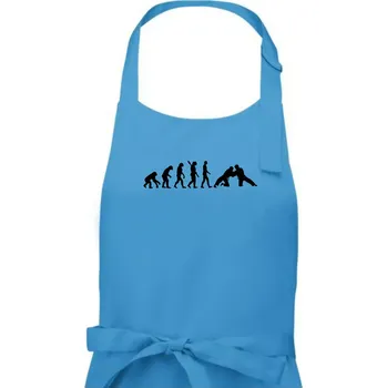 Kuchyňská zástěra Judo Evoluce - Pánská zástěra na vaření - Univerzální velikost ( Světlý tyrkys )