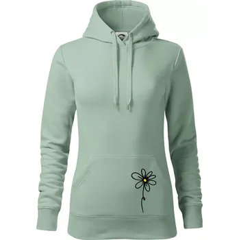 Dámská mikina Kopretina - dole na výšku - Mikina dámská Cape s kapucí - XL ( Sage )