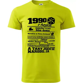 Pánské tričko 1990 v kostce - Klasické pánské triko vyšší gramáže - 2XL ( Limetková )