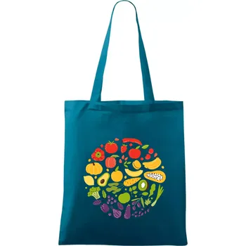 Zelenina v kruhu - Taška bavlněná - 42 x 38 cm ( Petrolejová )
