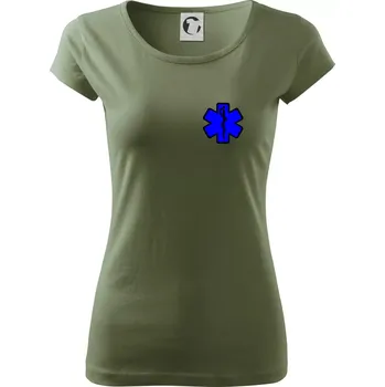 Dámské tričko Rescue - Hvězda na prsu + nápis na zádech - Dámské triko Pure - S ( Khaki )