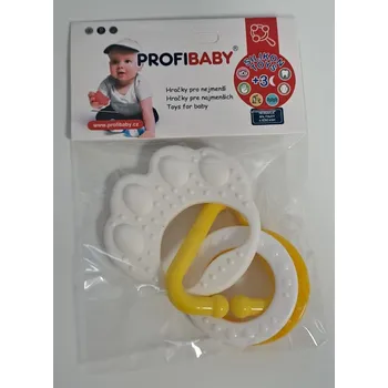 Profibaby Kousátko medvědí tlapka s přívěsky silikon ŽLUTÁ