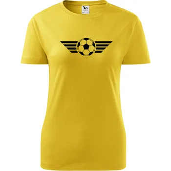 Dámské tričko Žluté dámské tričko s fotbalovým míčem 2 - barva žlutá - velikost XXL