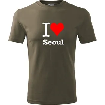 Army tričko I love Seoul - suvenýry - upomínkové předměty - barva hnědá - velikost XXXL