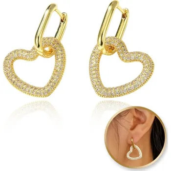 Náušnice Flamenco Mystique Pozlacené náušnice ze 14k zlata ve tvaru srdce KST3318 Chirurgická ocel