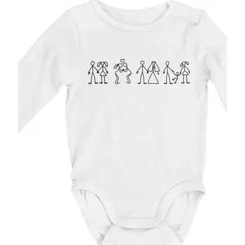 Kojenecké oblečení Evoluce vztahu - Body kojenecké s dlouhým rukávem - Dlouhý r. do 3 měs ( Bílá )