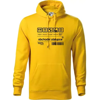Pánská mikina Čárový kód obchodní zástupce - Mikina pánská Cape s kapucí - 3XL ( Žlutá )