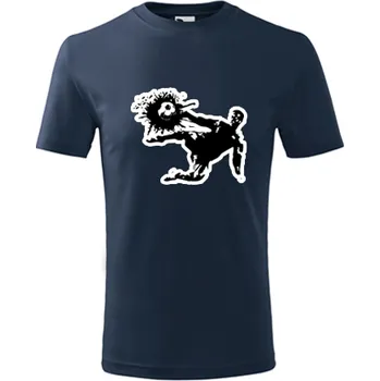 Chlapecké oblečení Tmavě modré dětské tričko s fotbalistou 1 - dárek pro kluka fotbalistu - barva tmavě modrá - velikost 6let