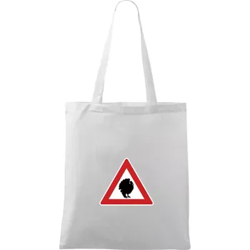 Dopravní značka - krocan - Taška bavlněná - 42 x 38 cm ( Bílá )