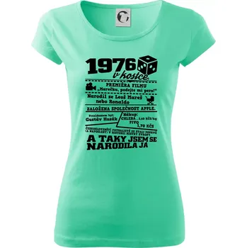 Dámské tričko 1976 v kostce - Dámské triko Pure - XS ( Mátová )