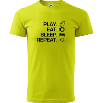 Play Eat Sleep Repeat americký fotbal - Klasické pánské triko vyšší gramáže - 2XL ( Limetková )