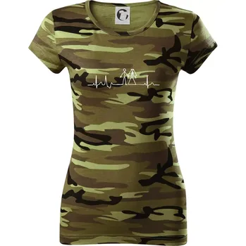 Dámské tričko EKG svatba - Dámské maskáčové triko - M ( Zelený maskáč )