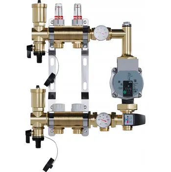 rozdělovač topení Mosazný rozdělovač pro podlahové topení, 2 okruhy + ČERPADLO WILO