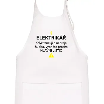 Kuchyňská zástěra Elektrikář - hlavní jistič - Dětská zástěra na vaření - Univerzální velikost ( Bílá )