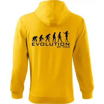 Pánská mikina Evoluce muže - Mikina s kapucí na zip trendy zipper - 3XL ( Žlutá )