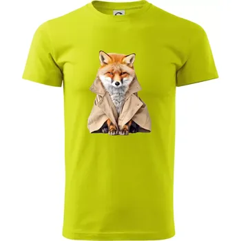 Pánské tričko Liška v kabátu - Klasické pánské triko vyšší gramáže - M ( Limetková )