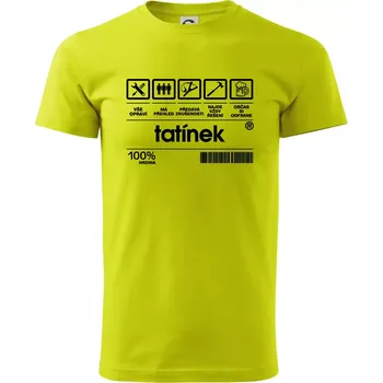 Pánské tričko Čárový kód Tatínek - Klasické pánské triko vyšší gramáže - XS ( Limetková )