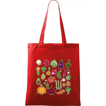 Nákupní taška Veselá zelenina - Taška bavlněná - 42 x 38 cm ( Červená )