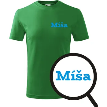 Chlapecké tričko Zelené dětské tričko Míša - dětské tričko se jménem - barva zelená - velikost 8let