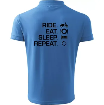Pánská košile Ride Eat Sleep Repeat moto skútr - Polokošile pánská Pique Polo 203 - 2XL ( Azurově modrá )