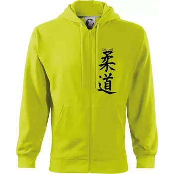 Pánská mikina Judo nápis japan - Mikina s kapucí na zip trendy zipper - 2XL ( Limetková )