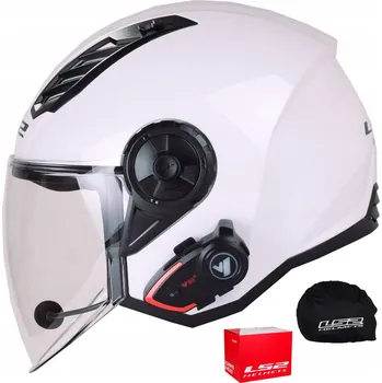 Helma na motorku OTEVŘENÁ MOTO PŘILBA LS2 OF616 AIRFLOW II bílá + BLUETOOTH INTERKOM