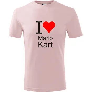 Chlapecké tričko Růžové dětské tričko I love Mario Kart - barva růžová - velikost 12let