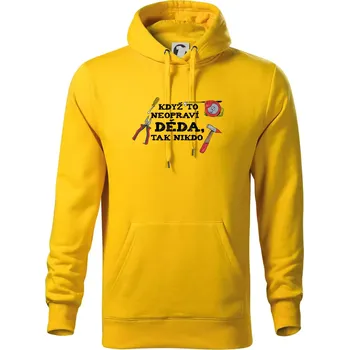 Pánská mikina Když to neopraví děda, tak nikdo barevné - Mikina pánská Cape s kapucí - 2XL ( Žlutá )