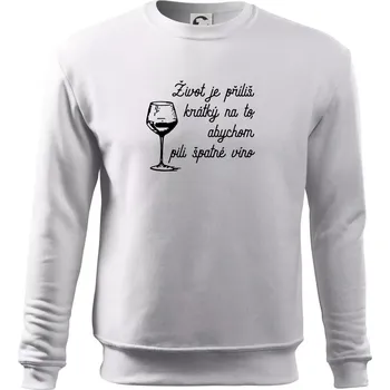 Pánská mikina Život je příliš krátký - sklenička - Mikina Essential pánská - XL ( Bílá )