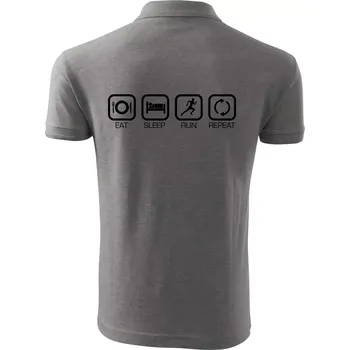 Pánská košile Eat sleep run repeat v řadě - Polokošile pánská Pique Polo 203 - XL ( Tmavě šedý melír )