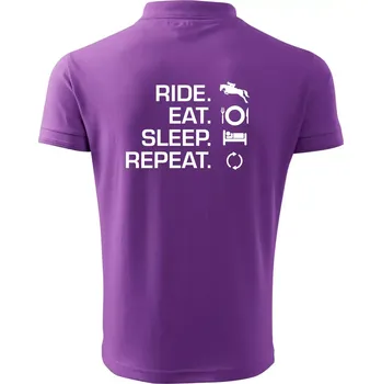 Pánská košile Ride Eat Sleep Repeat koně - Polokošile pánská Pique Polo 203 - L ( Fialová )