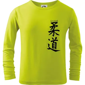 Dětská móda Judo nápis japan - Triko dětské Long Sleeve - 146 cm/10 let ( Limetková )