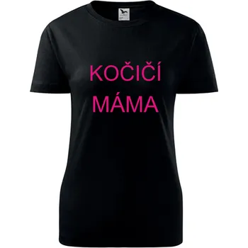Černé dámské tričko kočičí máma - barva černá - velikost M