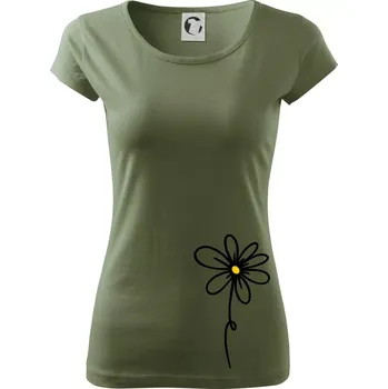 Dámské tričko Kopretina - dole na výšku - Dámské triko Pure - M ( Khaki )